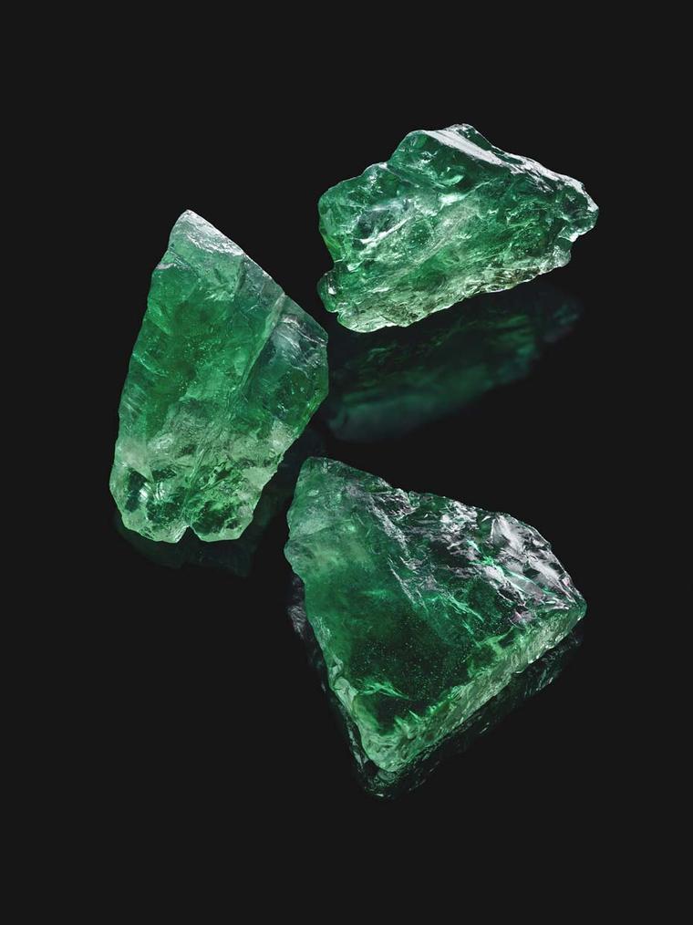 Gemfields African emeralds in the rough.